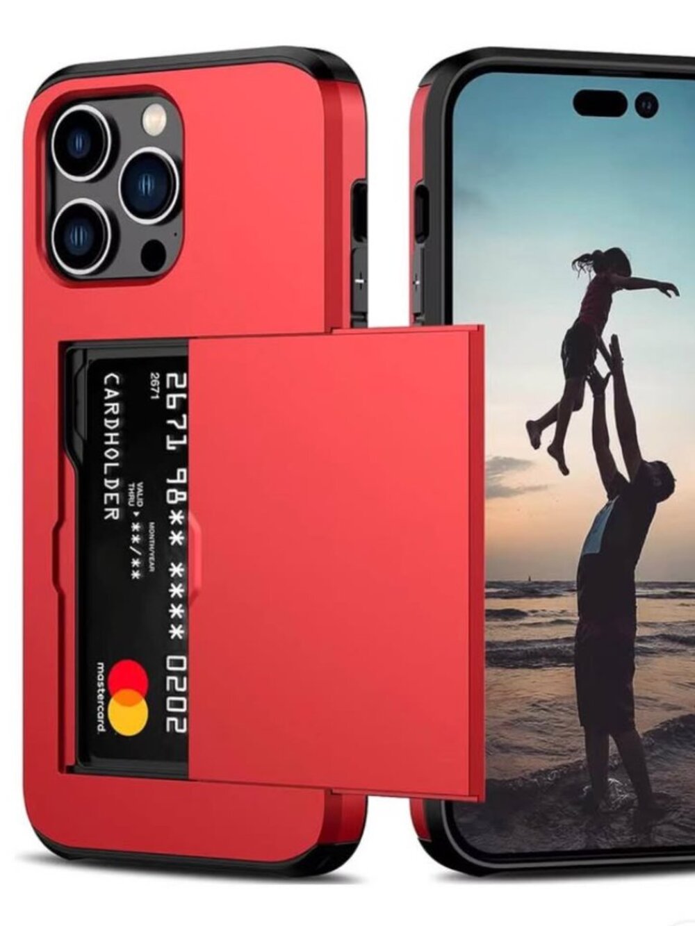iPhone 15 Pro Case with Card Holder Dual Layer Heavy Duty Shockproof Wallet Case